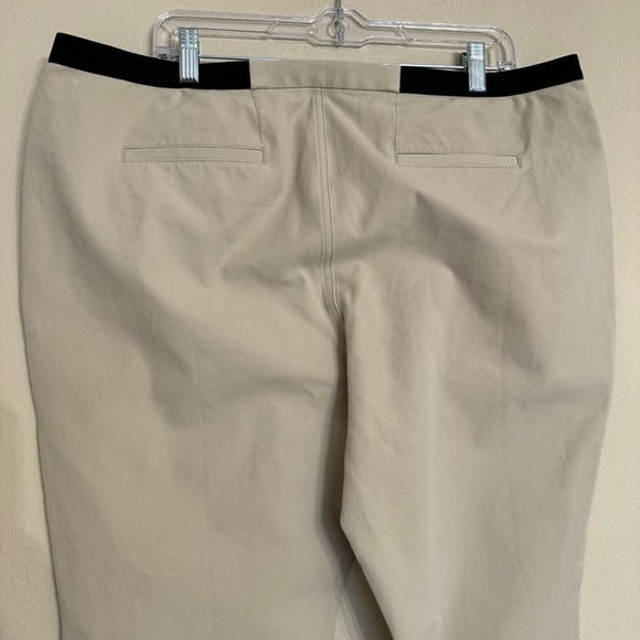 Lafayette 148 Brown Pants Size 16-18 Black Waistband Flat Front Pull On - Picture 9 of 15
